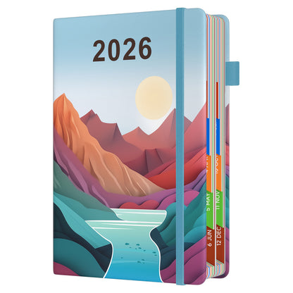 1pc Dzhzal Elegant Floral - Planner with Monthly View, Daily Organizer, Banded Elastic Closure, Pen Loop, Inner Pocket - Compact A5 Notebook (14.48x21.08cm) for Professionals, Students, Personal & Office Use - Perfect Gift Id