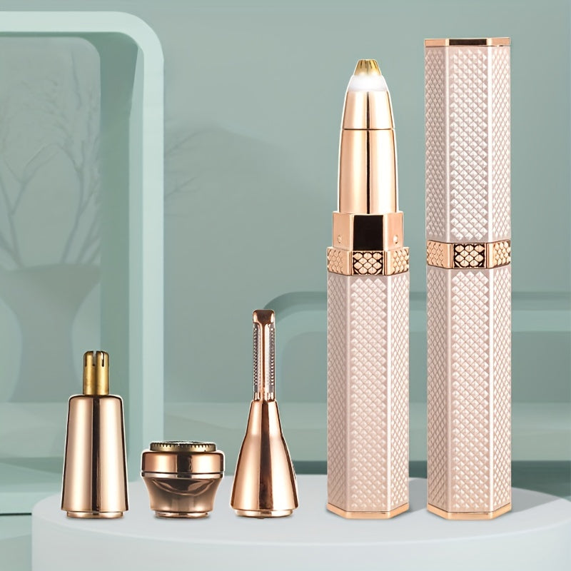 Rechargeable Women's Hair Trimmer with 4 Heads for Face, Eyebrows, Nose, and Body - Effortlessly Remove Unwanted Hair with Precision and Comfort