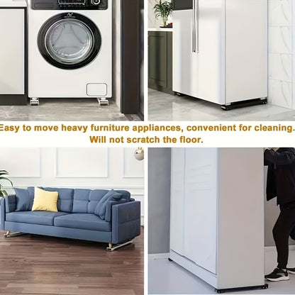 2pcs Heavy-Duty Plastic Furniture Movers with 360° Swivel Casters - 46.5cm to 72cm Height Adjustable, 18.3in to 28.3in Width, 4cm Thickness for Washing Machines, Dryers, Appliances &amp; Home Furniture, Furniture Movers, Laundry