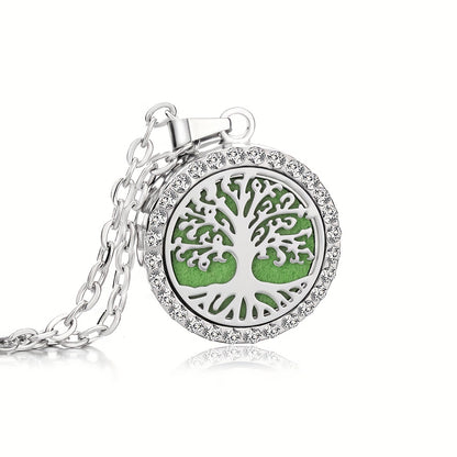 1pc Men's Tree Of Life Aromatherapy Necklace, Fragrance Perfume Essential Oil Diffuser Pendant Necklace