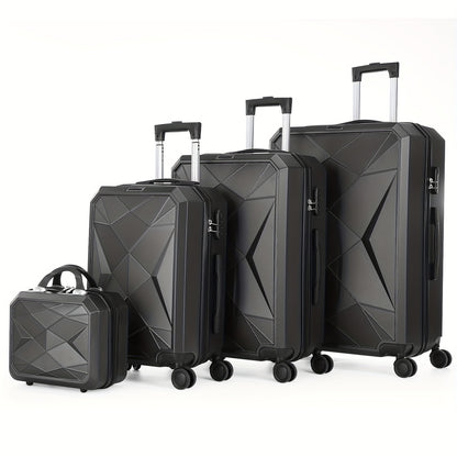 Hardshell Luggage Set Of 4pcs, With 360° Dual Spinner Wheels And Integrated Lock, Carry-on Luggage