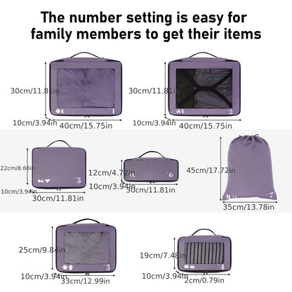 7pcs All-in-One Luggage Organizer Set with Shoe Bag & Laundry Pouch - Heavy-Duty Travel Packing Cubes, Zippered Compartments, Space-Saving Design for Suitcase, Backpack, Business Trip, Vacation, Camping - Machine Washable, Re