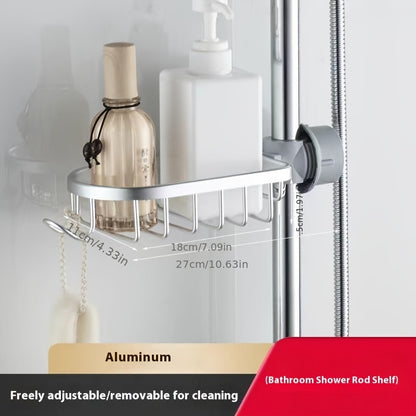 2pcs Aluminum Shower Caddy - Sturdy &amp; Easy to Install with Hooks, Suitable for Shampoo, Body Wash, Sponge Brush - Modern Style, Rust-Resistant Material, Bathroom Accessory