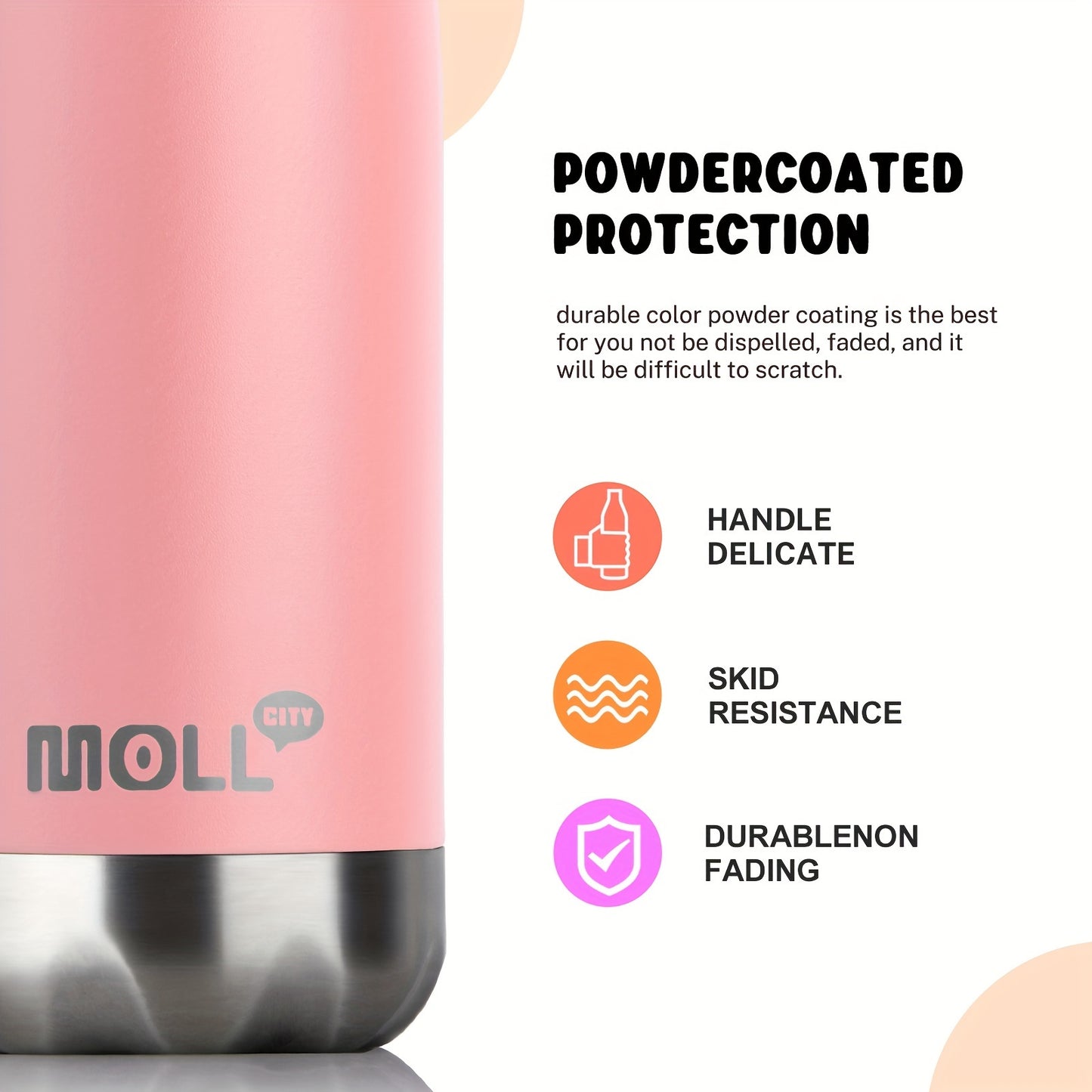 Garrafa térmica de aço inoxidável de 500ml com boca estreita, 1 unidade, reutilizável, à prova de fugas, para viagens, ideal para mulheres (rosa)