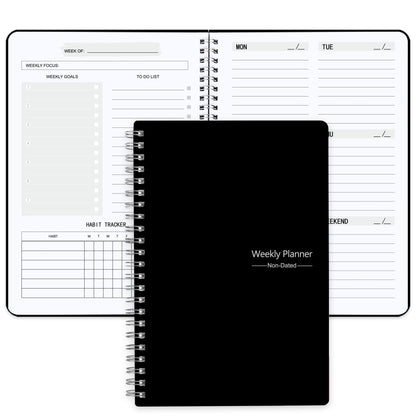 1pc Trees Spiral Undated A5 Daily Weekly Notebook Planner Agenda, Stationery Office School Supplies, Record Daily Plans To Achieve Future Goals, 21.08*13.97 Cm, 52 Sheets