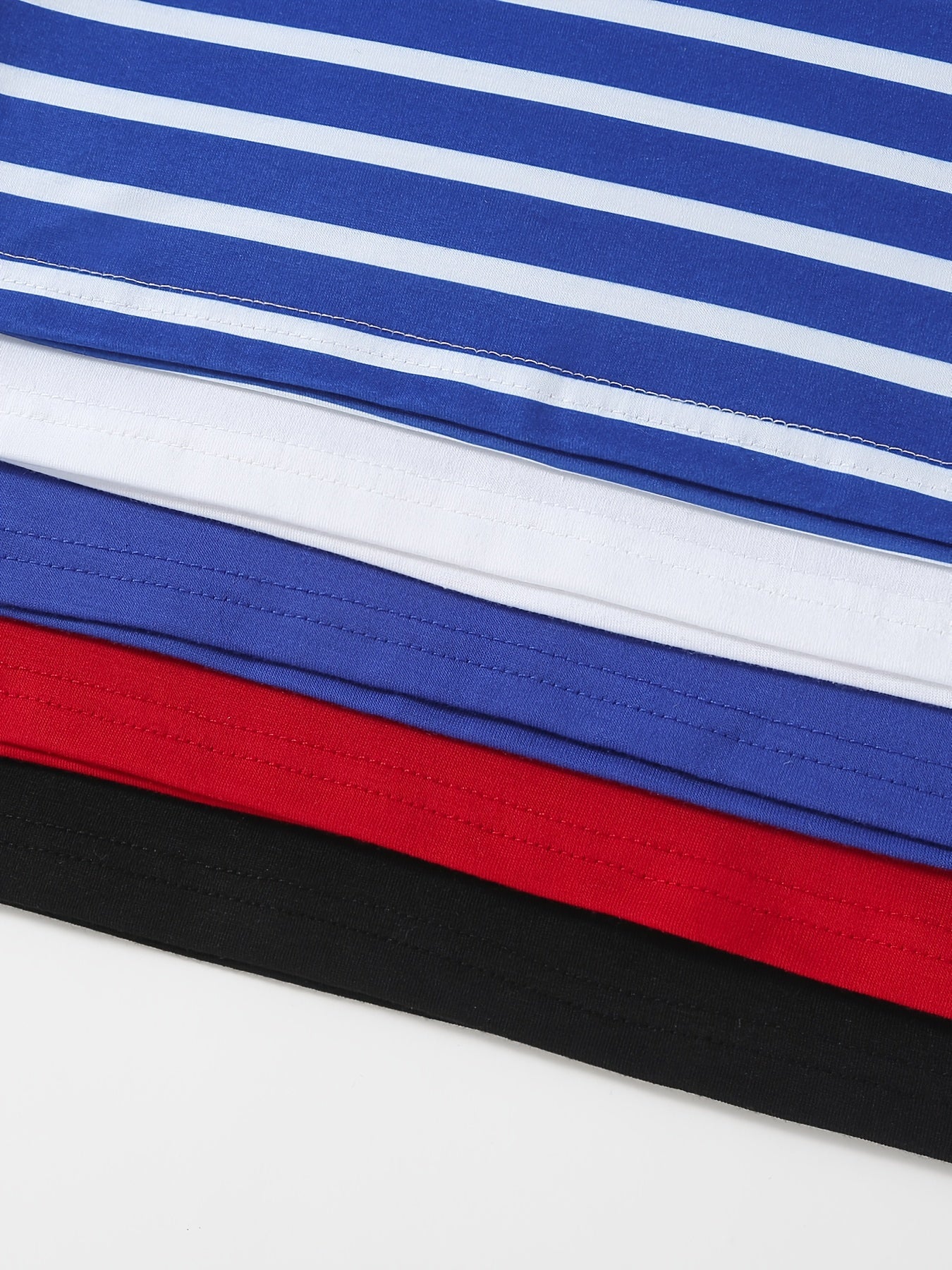 5pcs Solid Color & Striped Round Neck T-shirt Tees Tops Casual Soft Comfortable, Boys And Girls Summer Clothes