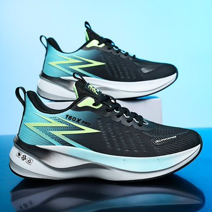 Men's Lightweight Breathable Hiking & Running Shoes - Trail, Gym, Road Shoes - Turquoise & Neon Green Accents - All-Season Outdoor Sneakers - Cushioned MD Sole - Lace-Up Closure - Compatible with Women's Compatible Partners -