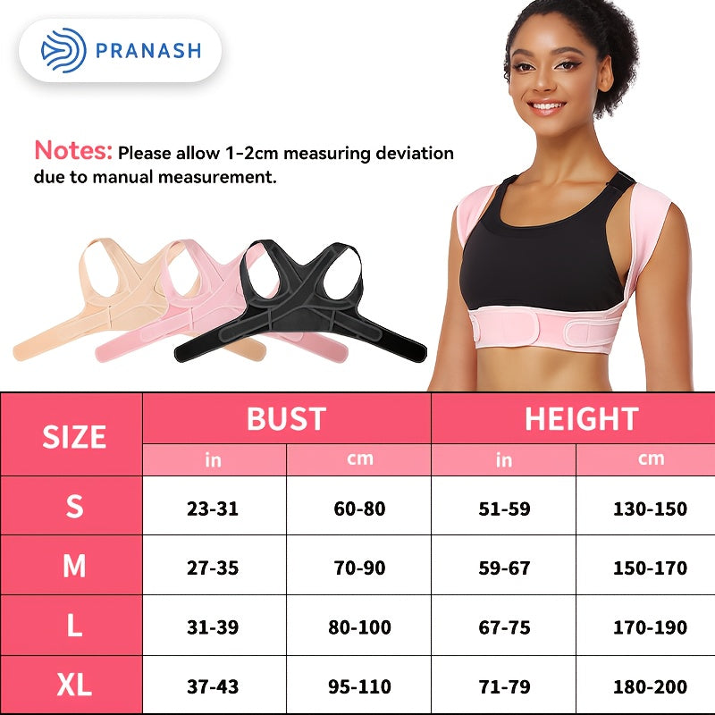 Adjustable Posture Brace with Thoracic Lumbar Support - Back, Hunchback & Round Shoulder, Comfortable Body Support Belt for &, Ideal for Scoliosis, Osteoporosis (Black)