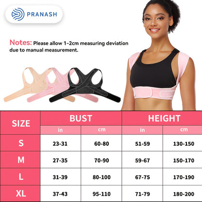 Adjustable Posture Brace with Thoracic Lumbar Support - Back, Hunchback & Round Shoulder, Comfortable Body Support Belt for &, Ideal for Scoliosis, Osteoporosis (Black)