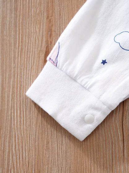 Macacão de manga comprida com gola redonda para bebé com estampado fofo de coala de desenho animado