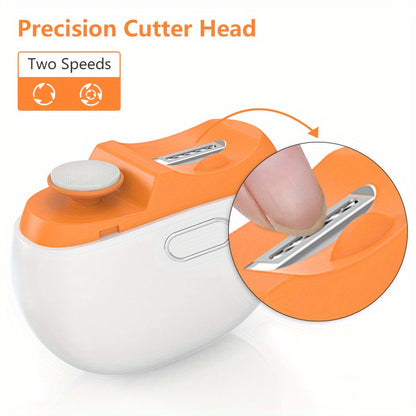 Cortador e polidor de unhas elétrico recarregável SWOSON com luz LED - Alimentado por USB, bateria de polímero de lítio, carregamento rápido 36V/5A, 3 em 1: aparador, polidor e lixador de unhas - Resultados de qualidade profissional para uso doméstico.