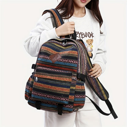 2025 Vintage Style Backpack with Adjustable Straps, Multiple Compartments in Brown, Red, Blue and Gray, Large Capacity Travel Backpack and Daypack, Travel Backpack