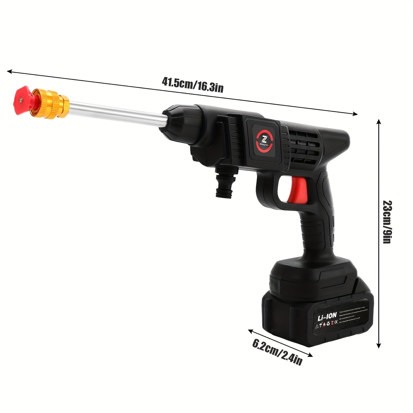 21V Cordless Electric Pressure Washer with 1300mAh Battery and Charger - Handheld Power Washer, Lithium-ion Battery Powered, Ergonomic Design with Adjustable Nozzle &amp; Hose Connector for Cars, Floors, Garden,