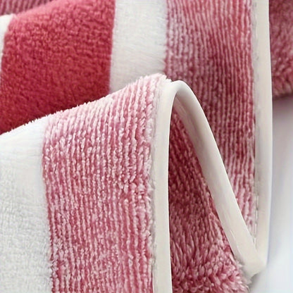 8pcs Set of Lint-Free, Super Absorbent And Super Soft Five-Star Hotel Standard Two-Color Striped Bath Towel Set, Including 2 Large Bath Towels, 2 Large Face Towels And 4 Hand Towels - Quick Drying | with Hanging Loop | Light