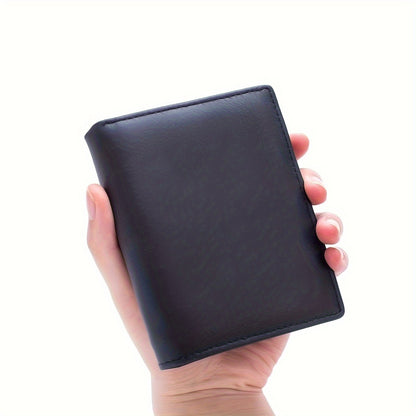 1pc Genuine Leather Wallet - Slim Vertical design, Compact Credit Card Holder & Coin Purse with ID Window, Elegant Minimalist Wallet for Men & Women, Everyday or Formal Use - Perfect Gift for Dad, Husband, Boyfriend (Christma