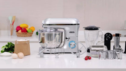 Homlee 6 in 1 Multifunctional Stand Mixer with 5.5L Stainless Steel Bowl, 2000W 6 Speed Tilt-Head Meat Grinder, Juice Blender with 1.5L Glass Jar, Multi-Functional Food Processor, Commercial Mixers for Most Home Cooks Beater