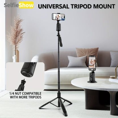 Compact 360° Auto Face Tracking Tripod & Selfie Stick - USB Rechargeable, Fast & Accurate for Vlogging, Live Streaming | Portable Smartphone Holder with Powerful Motor, Rotation, and App Control