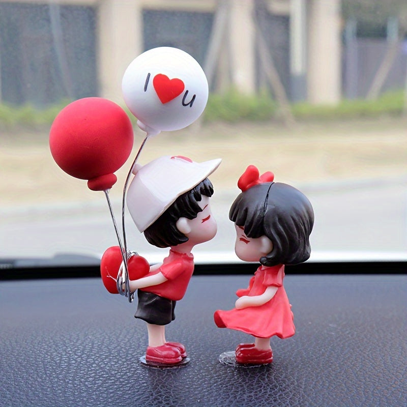 Cute Ornaments Couple Action Figurines Balloons Ornaments For Car Dashboard Decoration