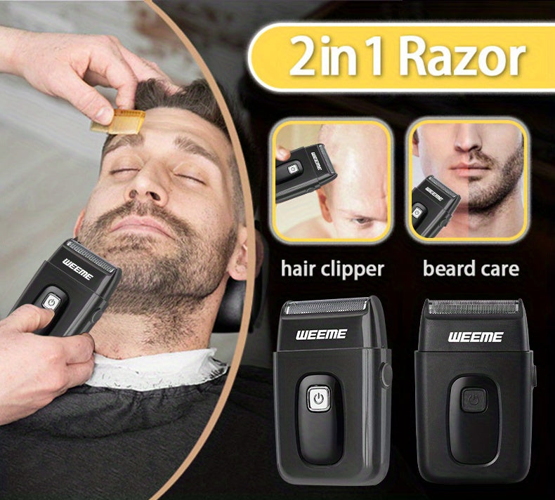 WEEME 3pcs Men's Grooming Kit - LCD Electric Clipper + Cordless Shaver + T-Blade Trimmer | USB-C Rechargeable w/Brushes & Care Accessories | Durable Hair/Facial Grooming Tools for Home & Travel