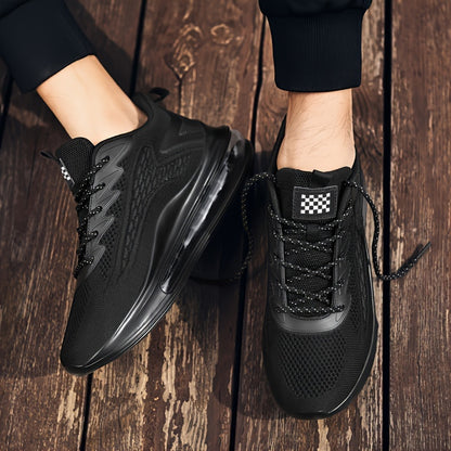 Ténis de malha respirável para homem - Ténis de corrida de cano médio com amortecimento antiderrapante e absorção de impacto, fecho com atacadores, ideal para ginásio, basquetebol e todas as estações. Calçado moderno e durável para atividades físicas.