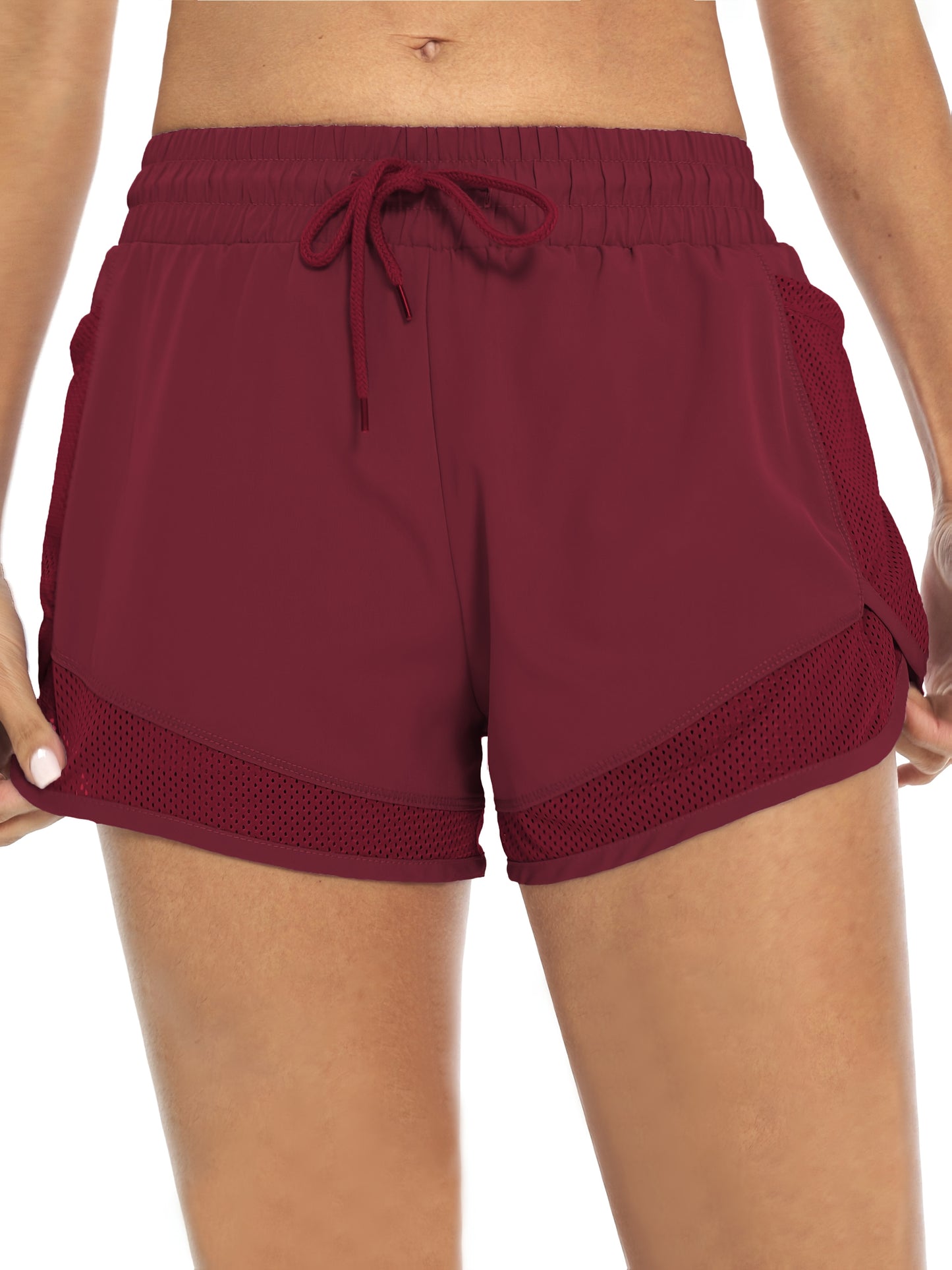 Women's 2-in-1 Yoga Shorts With Quick-Drying Fabric And Mesh Pockets For Casual Fitness And Gym Workouts
