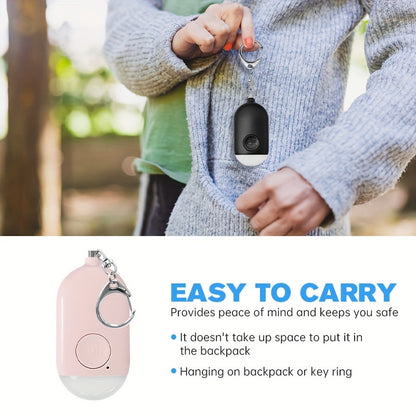USB Rechargeable 130dB Personal Alarm Keychain for Women - SOS Emergency Safety Siren with LED Light, Panic Button or Pull Pin Alert Device - Compact & Lightweight Design, Available in Pink, Blue, White, Black