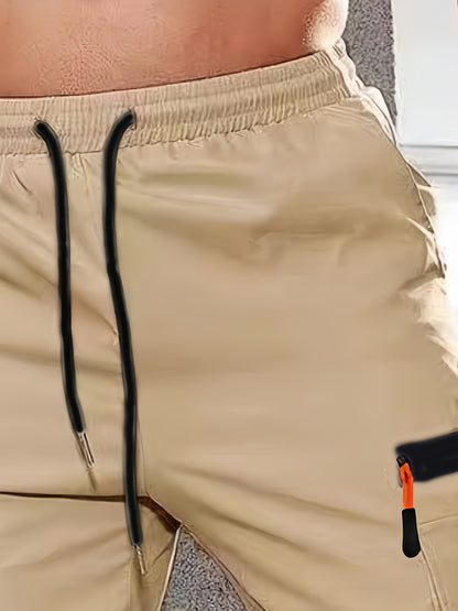 Men's Heavy-Duty Work Pants - Loose-Fit Cargo Trousers with Multiple Utility Pockets, Elastic Waistband, Non-Stretch Fabric for Construction, Outdoor, Everyday Casual - Black Pants (Machine Washable), Outdoor Activities, Func