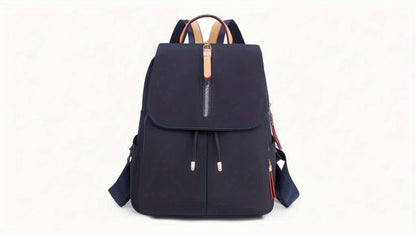 Stylish Women's Nylon Backpack - Trendy Korean Fashion Schoolbag with Multiple Compartments, Adjustable Straps & Zipper Closure in Black, Peacock Blue, Royal Blue, Lavender, or Light Purple, Versatile Carryall | Trendy School