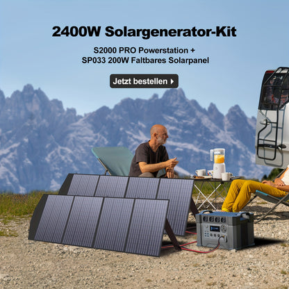 ALLPOWERS S2000 Pro Solar Power Station With SP033 Panel Included, 2400W MPPT Portable Power Station With 1pc 200W Foldable Solar Panel, Solar Backup Power For RV Van House Outdoor Camping