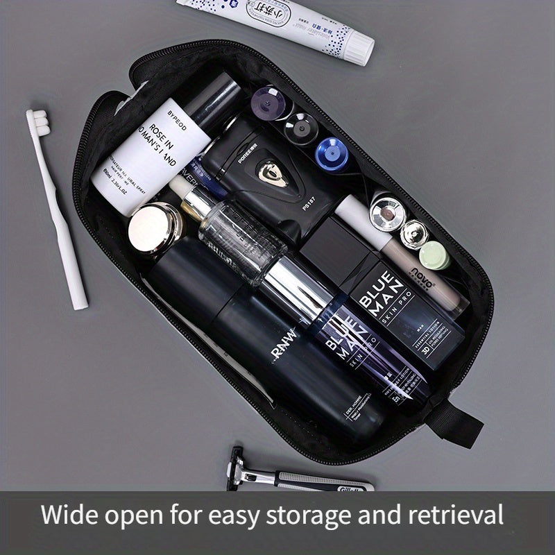 Men's double-layer zipper toiletry bag, large capacity travel storage makeup bag, portable makeup storage bag