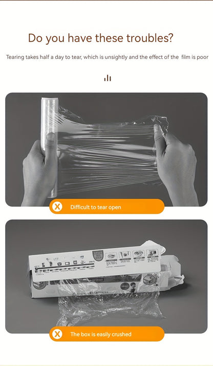 1pc Plastic Film Cutter, Fresh Film Cutter Dispenser, Refrigerator Magnetic Plastic Film Universal Cutting Box, Magnetic Refillable Plastic Packaging Dispenser With Cutter, Kitchen Tin Paper Cutting, Kitchen Tools