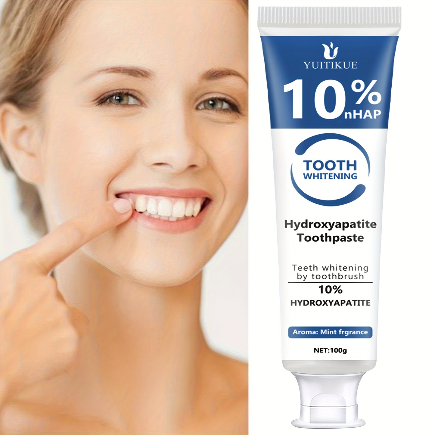 Hydroxyapatite toothpaste, 10% hydroxyapatite teeth whitening, essential pepper oil cleansing paste, deep cleansing fresh breath paste, basic cleansing, suitable for everyone.