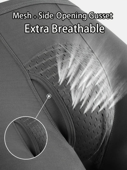 3pcs GDECC Men's Solid Color Modal Boxer Briefs - Mid-Stretch Breathable Mesh, Side-Opening Gusset, Light Beige-Friendly Soft Flat-Cut Underwear for Daily &amp; Casual Wear