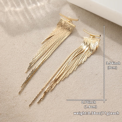YOYO Women's Sparkling KC Golden-Plated Irregular Tassel Drop Earrings - Bohemian Retro Statement Jewelry with Cascading Leaf-like Design, Luxury Party Wedding Everyday Dangle Earrings for Christmas Gifts & Special Occasions