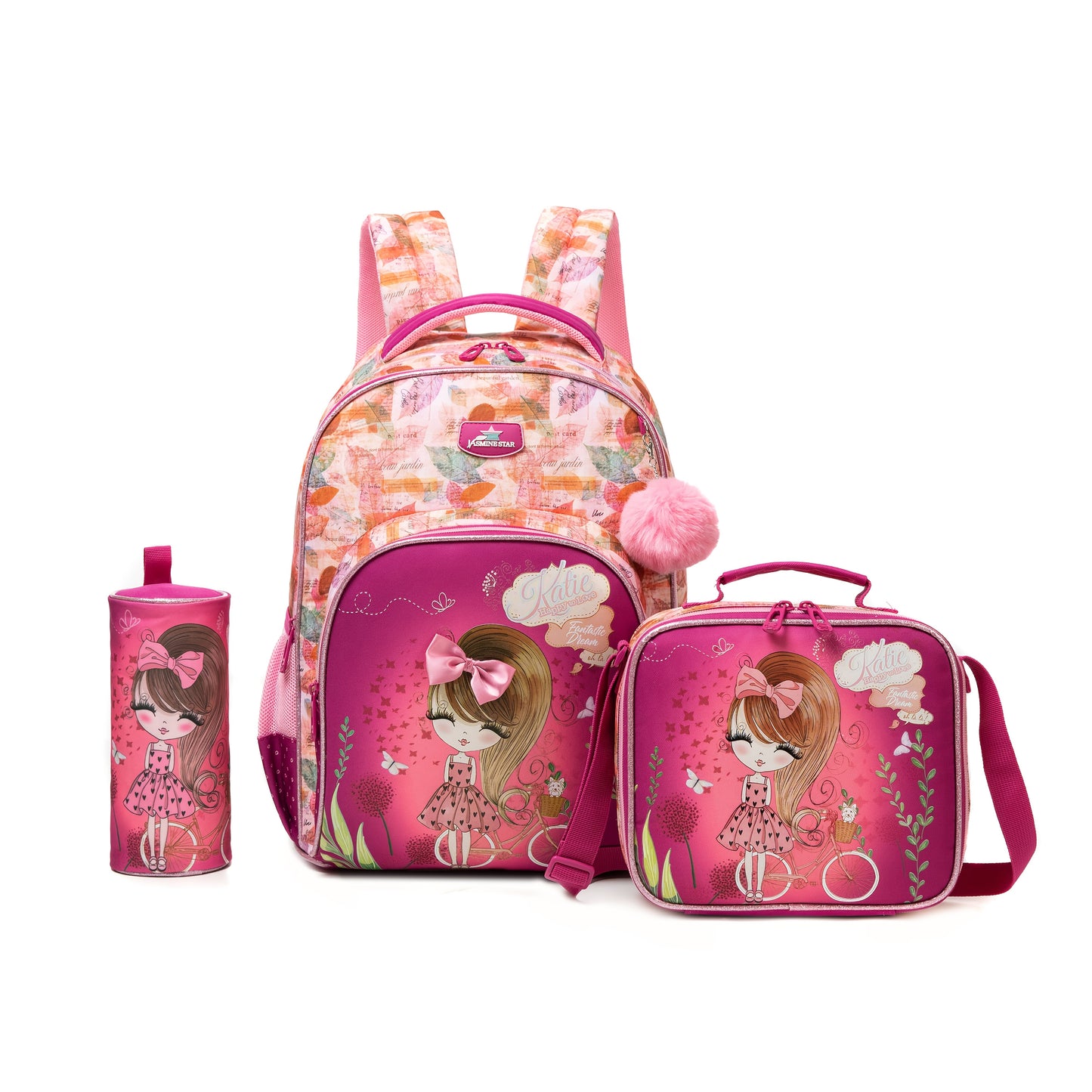 Adorable Girls Backpack 3pcs Set with Lunch Bag and Pencil Case Kids Carry On Backpack School Essentials Playdate Adventures Back to School Gift