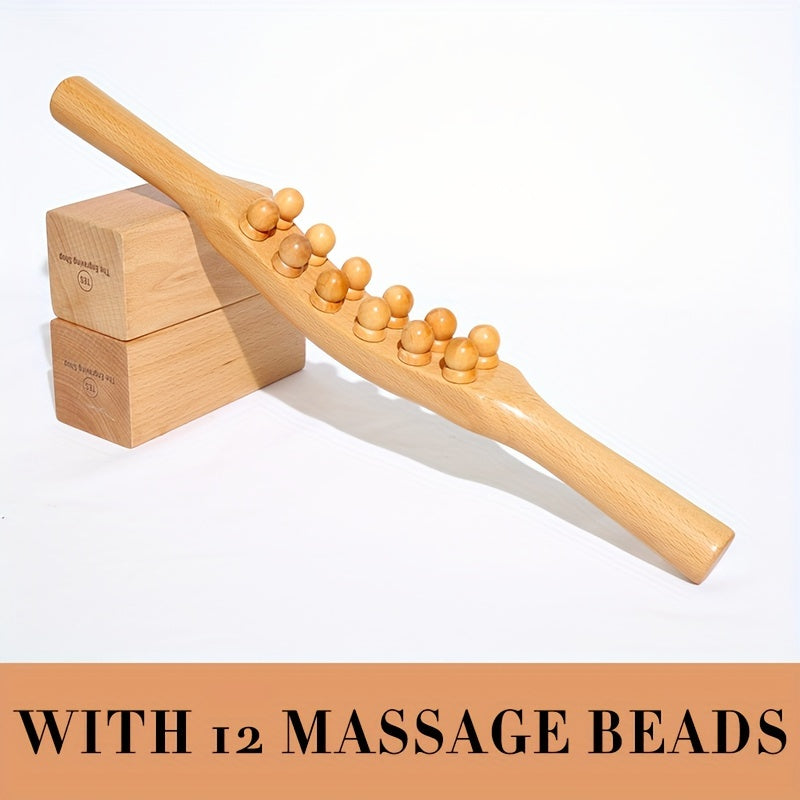 12 Beads Massage Stick, Can Relax The Whole Body, Massage The Shoulders, Neck, Back, Legs, Hands, Abdomen, Waist, Relax Muscles Tool After Exercise, Body Massager, Exercise Wooden Tools, Scraping Tool, Body Shaping Tools.