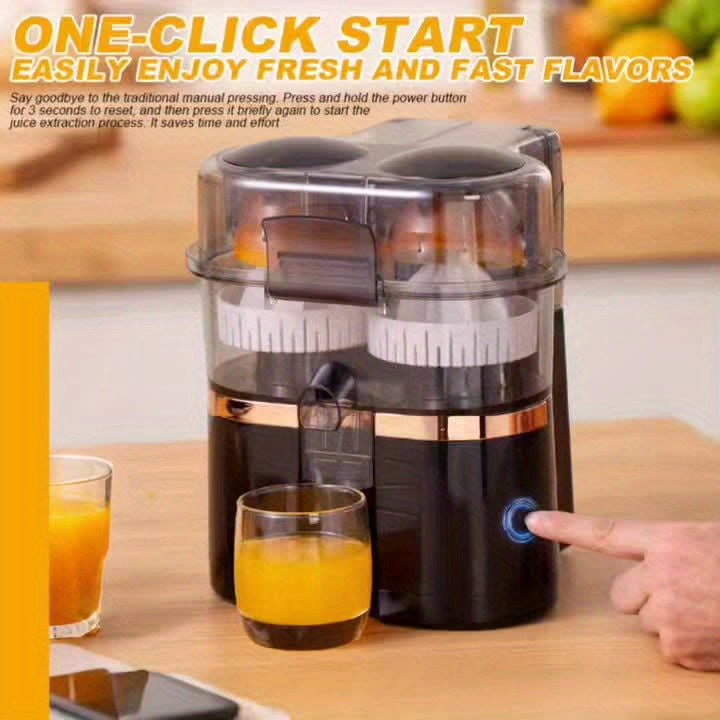 Copo de sumo portátil, espremedor doméstico de duas cabeças, espremedor multifuncional com separação de polpa, grande capacidade, material ABS, separador de polpa silencioso, ideal para viagens, leve e perfeito para cozinhas pequenas.