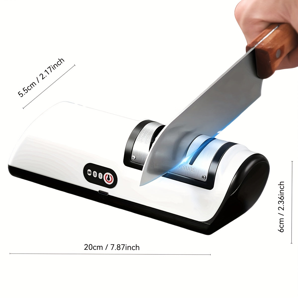Electric Knife Sharpener with LED Light &amp; - 2-Stage Diamond Grinding System - Heavy-Duty -like Portable Sharpener for Chef, Santoku, Pocket Knives - Professional &amp; Home Kitchen Tool with Ergonomic Design ( Cable