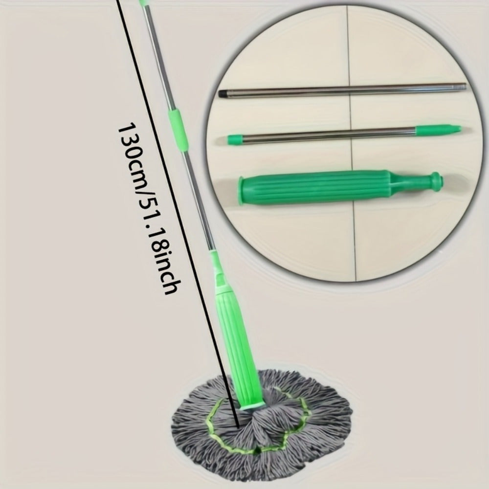 1pc Super Absorbent Rotary Mop with Green Handle - Ideal for Home, Kitchen, School, Office, Bathroom & RV Travel - 7pcs Set | Easy-to-Clean Microfiber Mop Head & Bucket
