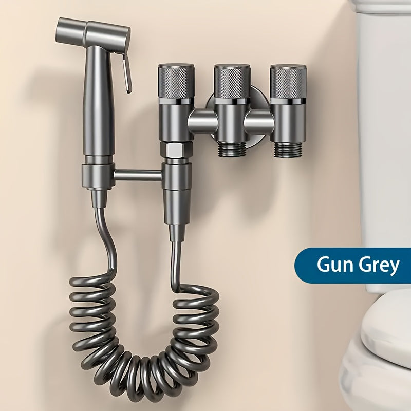 3-in-1 Stainless Steel Water Dispenser with Spray Gun - Wall-Mounted, Chrome Finish, Valve Core, No Electricity Needed for Bathroom and Kitchen, Durable Metal Design, Water Flow Control, Modern Aesthetic, Smooth Finish