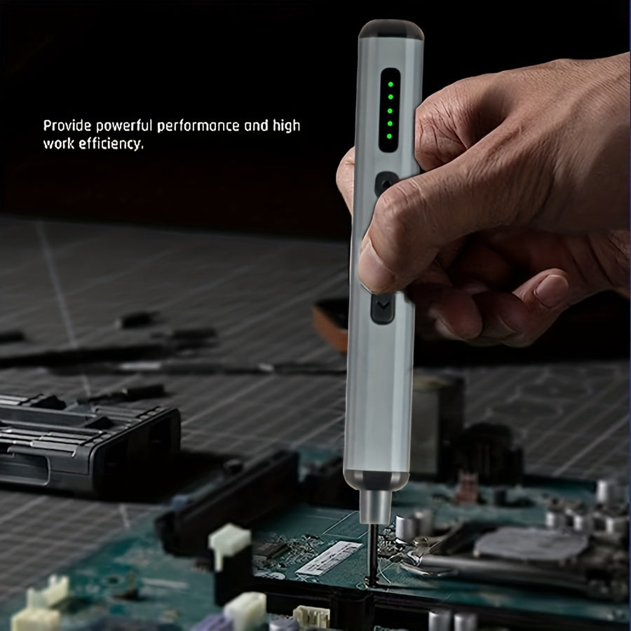 Chave de fendas elétrica 68 em 1 melhorada com 5 níveis de binário (0,1-0,5 Nm), conjunto de precisão com bateria recarregável de 350 mAh e luz LED, ferramenta para reparações domésticas em telemóveis, relógios, câmaras e computadores portáteis.