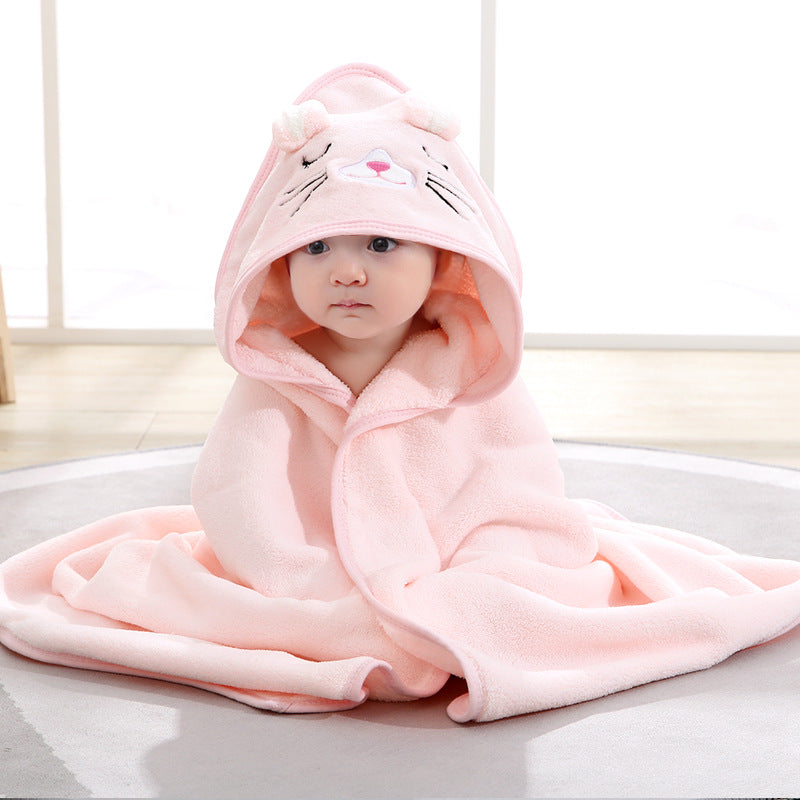 Baby Bath Towel Girl Boy Baby Towel Newborn With Hood Cartoon Coral Fleece Infant Towels Blanket Newborn Baby Bathrobe Infant, Christmas Halloween Gift