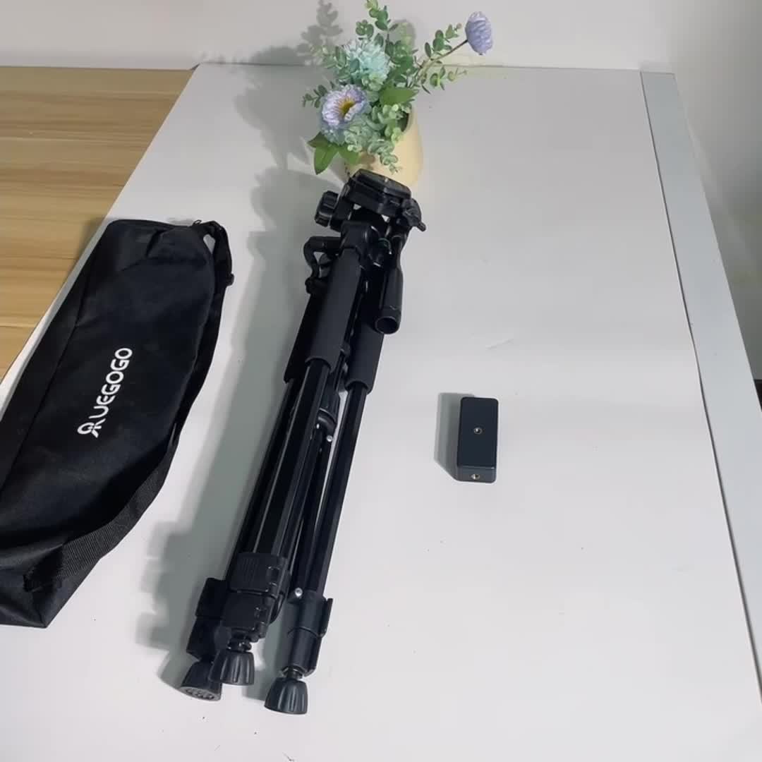 1pc UEGOGO 60-Inch Professional Aluminum Alloy Tripod Stand with Gimbal Head, Lightweight for Mirrorless Camera/DSLR/Camcorder/Cell Phone, Includes Storage Bag & Phone Clip