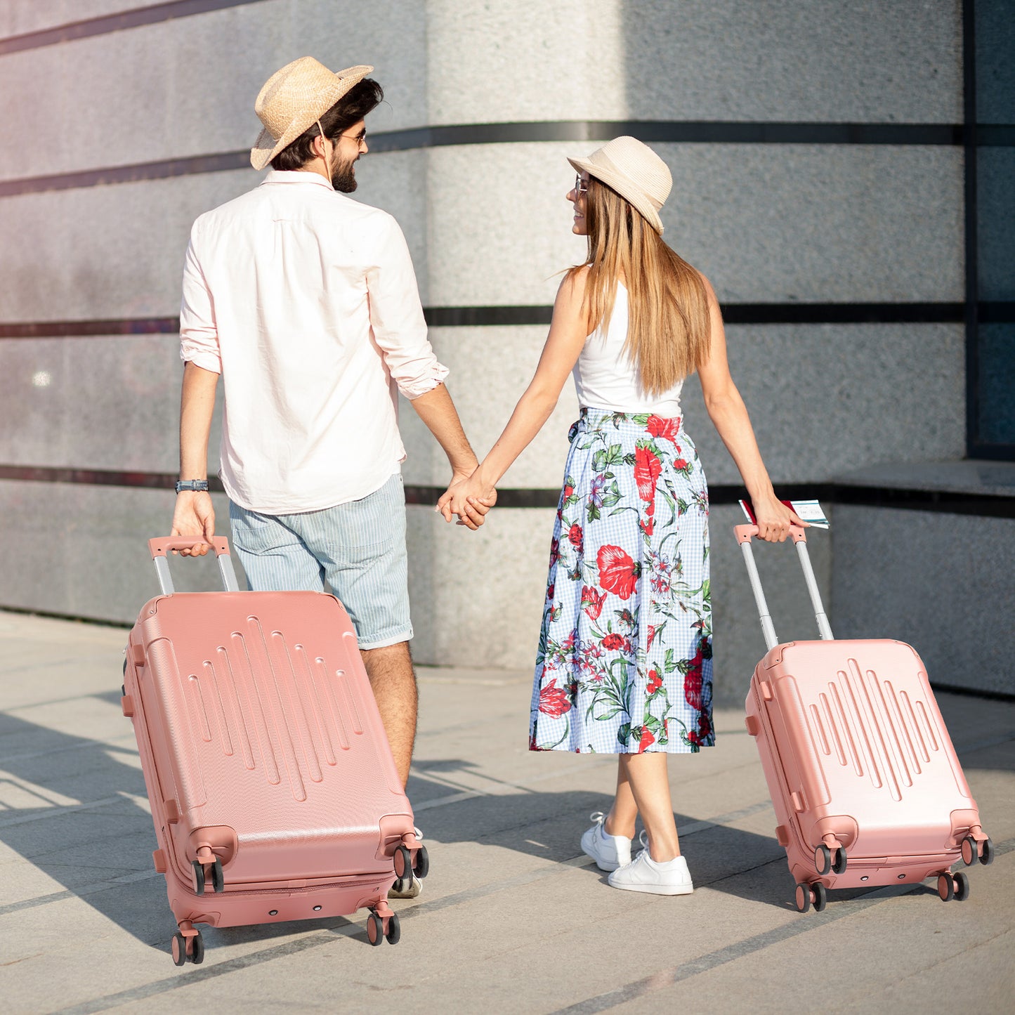 4pcs Luggage with Corner Protectors, 12/ 20/ 24/ 28-Inch, Durable Hard Shell, 360 Spinner Wheels, Multifunctional Large Capacity, Lightweight Travel Suitcase