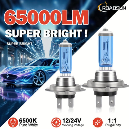 ROADSUN 2pcs 9005/HB3 9006/HB4 H1 H11 H7 H9 H4 LED Headlight Bulbs, Super Bright 6500K White, 800% Brightness Plug & Play High Low Beam for Cars, Trucks, SUVs, Truck Lighting Solution, Without Battery