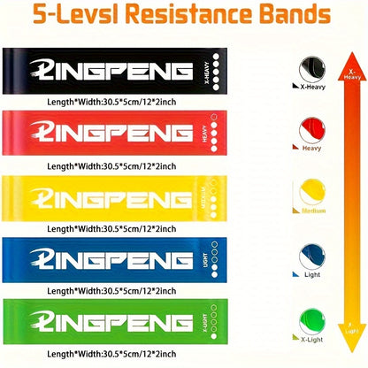 1pc 5-Level Yoga Resistance Band for Full-Body Workout and Stretching - Pilates and Gym Training Equipment