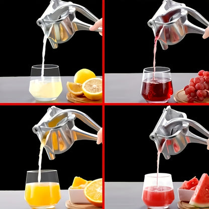 Manual Citrus Juicer - Aluminum Alloy, Non-Slip Base, Easy-Clean Design with Push-Button Operation for Lemons, Oranges, Pomegranates & Blueberries - No Electricity Needed, Portable Kitchen Tool, Citrus Juicer Reamer, Sleek Me