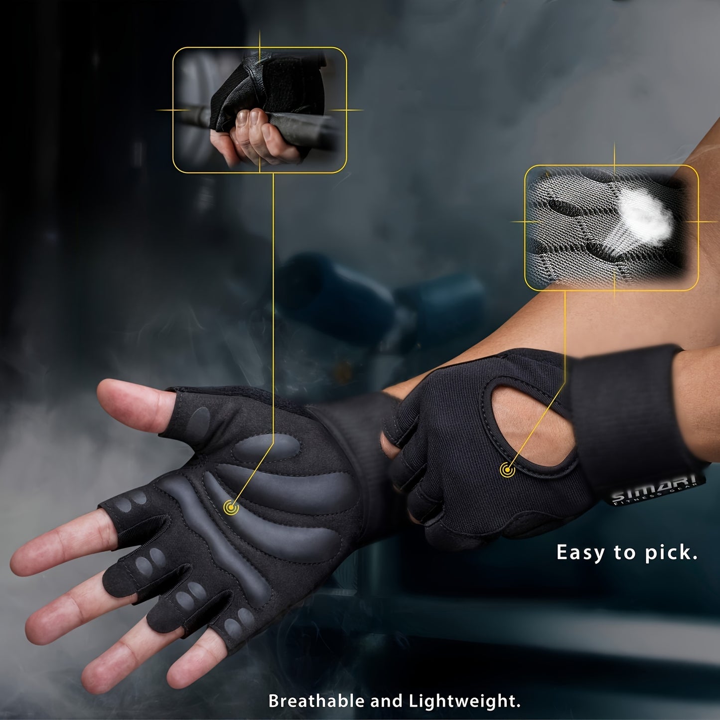 1 Pair of Fitness Gloves with Wrist Wrap Support and Full Palm Coverage, Extra Fitness Grip, Suitable for Weightlifting, Training, Hanging, Pulling, Fitness Sports Gloves, Suitable for Men and Women Outdoor Sports and Indoor