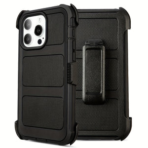 Capa de Telemóvel Ultra-Resistente com Proteção Tripla e Clipe Traseiro 3 em 1 - iPhone