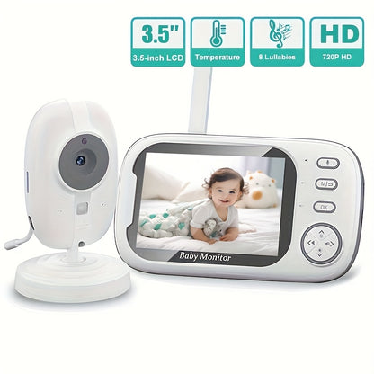 Baby Monitor,with 720P , 8.89 cm LCD Screen, Wireless 274.32meter Transmission  Baby Monitor Range, Auto Night Vision, 2-Way Audio Calling, Temperature Sensor and 8 Lullaby Songs, Editor with, Portable Monitor, Compact Design
